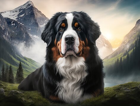 Airbrush art of a Bernese Mountain Dog