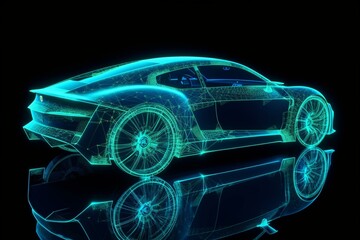 Fototapeta na wymiar A sports car design view as a hologram. Generative ai