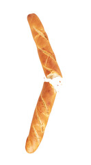 Baguette on white background