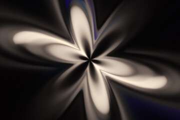 Yellow floral pattern of crooked waves on a black background. Abstract fractal 3D rendering
