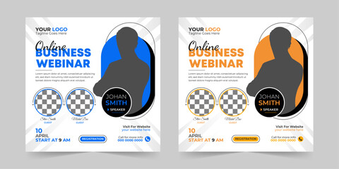 Editable business webinar conference square social media post and digital marketing promotion advertising banner design template