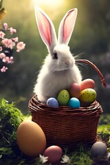 easter bunny and easter eggs