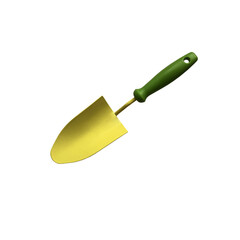 Little metal trowel cut out object, garden appliances isolated, clipping path