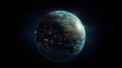 Plakat The Green Earth in Space Symbolizing Our Commitment to the Planet in 8K created with generative ai technology