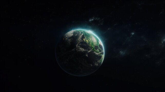 The Green Earth in Space Symbolizing Our Commitment to the Planet in 8K created with generative ai technology