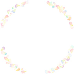 パステルカラーの花びらが形作るピュアな雰囲気のフレーム。水彩絵の具で描いたイラスト。