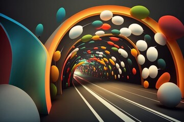 futuristic colorful technological light tunels