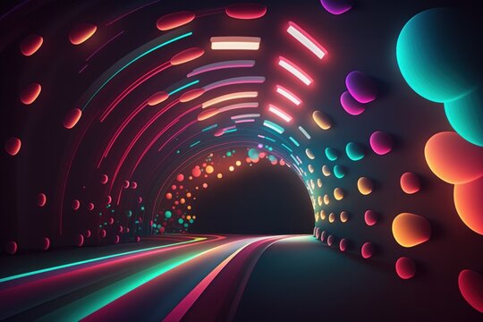 futuristic colorful technological light tunels