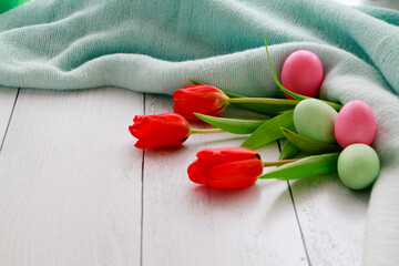 easter eggs & tulips