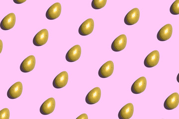golden eggs easter on light pink background illustration print