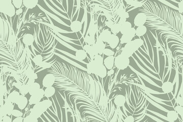 seamless pattern with silhouettes of tropical palm trees and dry herbs for textile for textile 