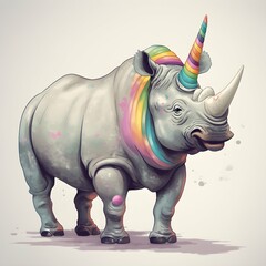 Obraz premium Unicorn Rhino Abstract Art Animals