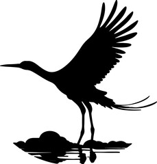 Silhouette of flying stork. Flying bird. Silhouette vector..
