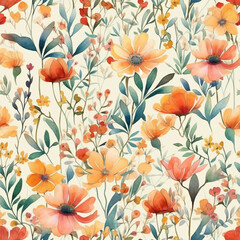 flower field watercolor pattern made by generative ai