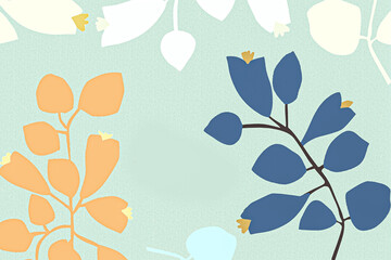 Watercolor, various flowers, leaves, trees, forest, beautiful