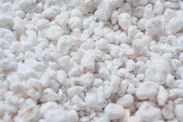 Perlite for plants. neutral material of volcanic origin