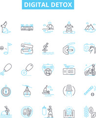 Digital detox vector line icons set. Digital, Detox, Unplug, Break, Tech, Internet, Switch illustration outline concept symbols and signs