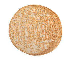 Armenian Eastern lavash bread isolated on a white background. Top view.