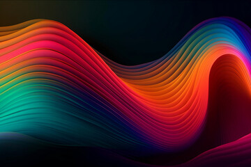 Abstract silky wave background with vibrant-coloured gradient in flowing motion created with generative AI