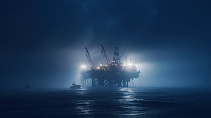 Fototapeta premium oil rig at sunset created with Generative AI technology