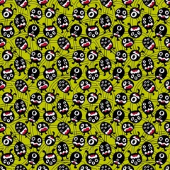 Cartoon monsters seamless emoticons aliens pattern for kids clothes print and wrapping paper and fabrics