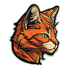 Red Cat Flat Icon Isolated On White Background