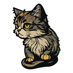 Cat Flat Icon Isolated On White Background