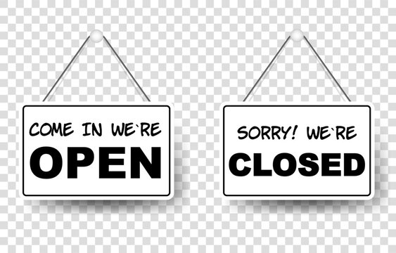 open and closed signboard..come in we're open and closed in signboard.opening doors and closing doors.vector, 