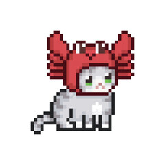 Obraz premium Cat in a crab hat, pixel art