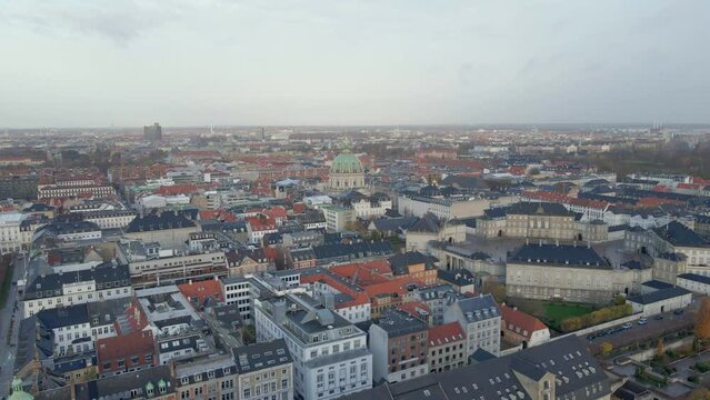 Aerial of Amalienborg and The Marble Church in Copenhagen