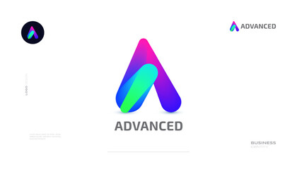 Creative and Vibrant Letter A Logo Design with Colorful Gradient Concept. A Logo with Blend Style