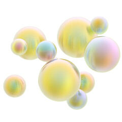 Abstract 3d object metal balls yellow gold gradient colors background.