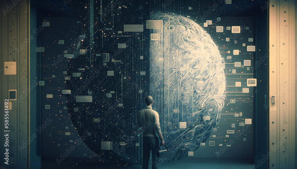 Poster step into the world of data science and technology with this striking image. generative ai