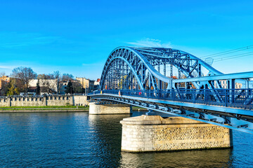 Old metal arch bridge in Krakow