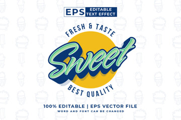 Editable text effect Sweet logo 3d Cartoon Cute template style premium vector