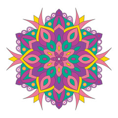 Colorful and unique floral ornamental mandala