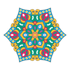 Colorful and unique floral ornamental mandala