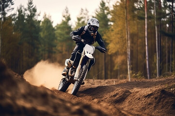 Extreme Motocross MX Rider riding on dirt track 3 Generative AI