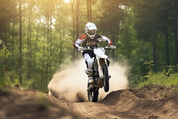 Extreme Motocross MX Rider riding on dirt track 4 Generative AI