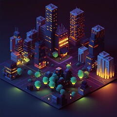 Vibrant Multi-Dimensional Voxel in Technicolor Generated by AI