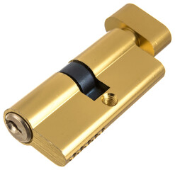 metal door lock cylinder on a white background