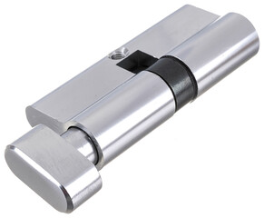 metal door lock cylinder on a white background