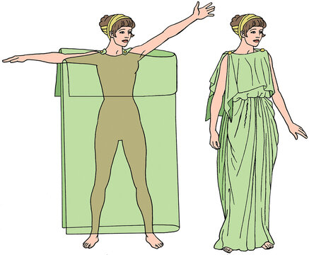 Ancient Greek Clothing - A woman wears a green Doric chiton