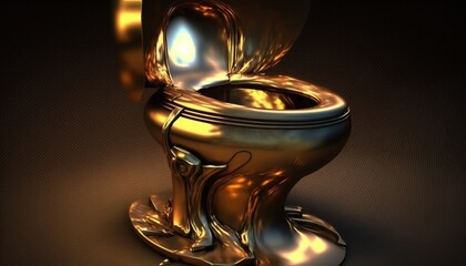 Gleaming Gold Toilet Bowl in A Luxurious Home Bathroom Generated by AI