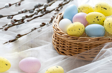 easter eggs in a nest