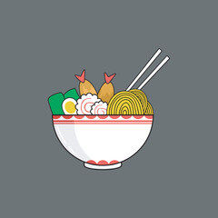 Japanese ramen noodles isolated illustration vector