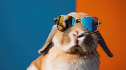 Cute Rabbit Wearing Sunglasses with a Big Smile, Enjoying Sunny Day Outdoors, Generated by AI