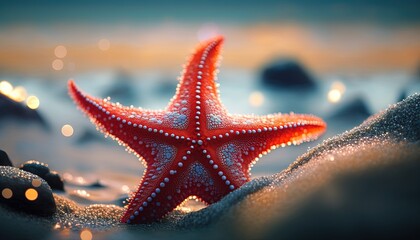 Fototapeta na wymiar Starfish On The Beach, generative Ai