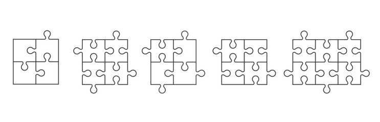 Puzzle concept.Set of Various sizes puzzle. Puzzle pieces .Vector Illustration
