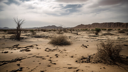 Ruin town on desert generative ai